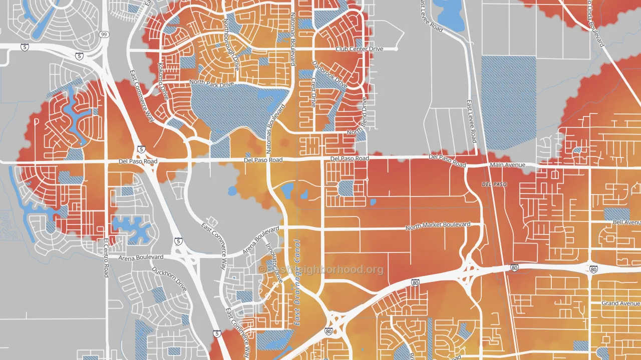 Transit Grade map of Village 5, Sacramento, CA