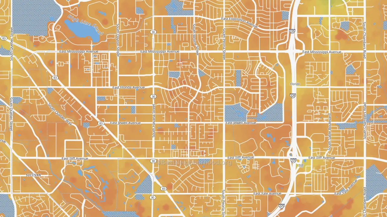 Transit Grade map of Village East, Aurora, CO