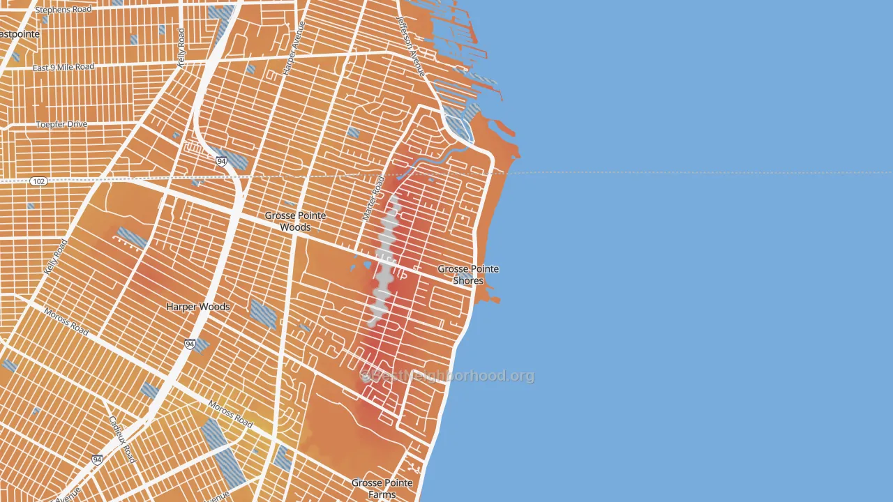 Transit Grade map of Village of Grosse Pointe Shores, MI