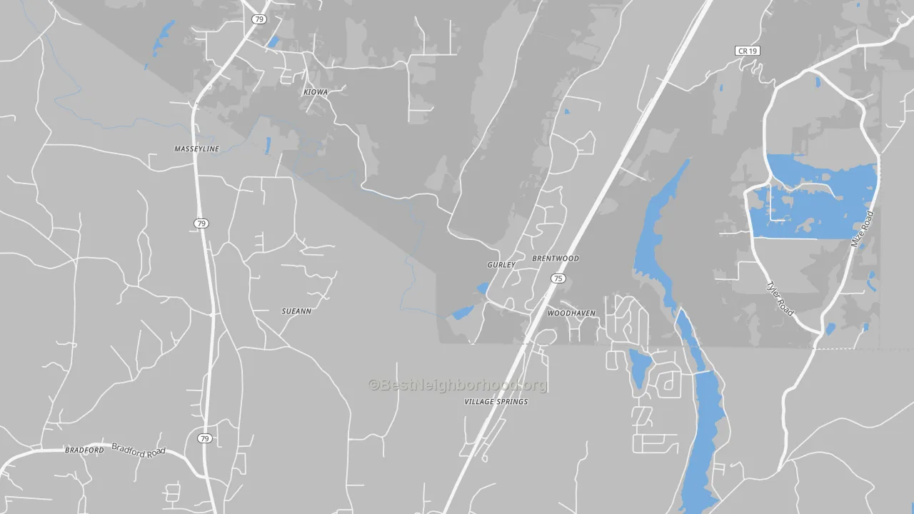 Transit Grade map of Village Springs, AL
