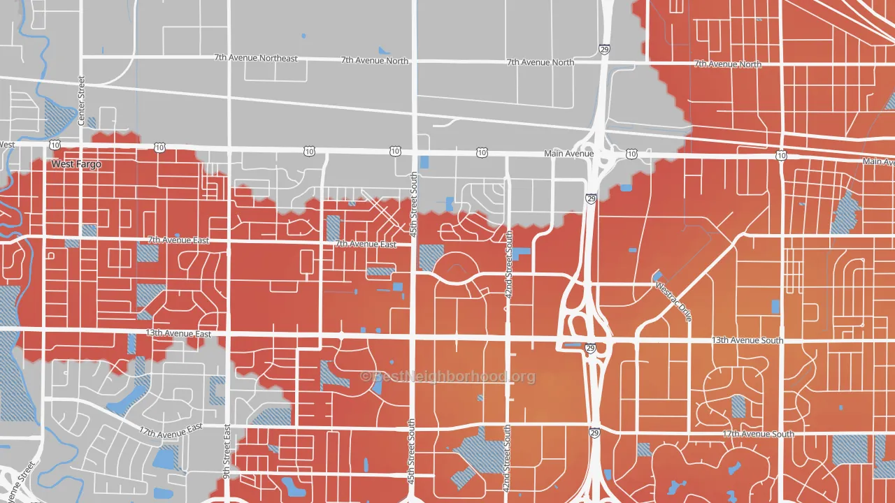 Transit Grade map of Village West, Fargo, ND