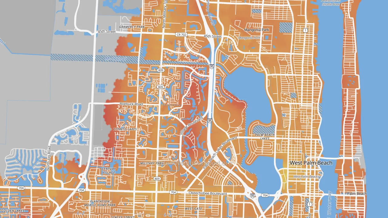 Transit Grade map of Villages of Palm Beach Lakes, West Palm Beach, FL