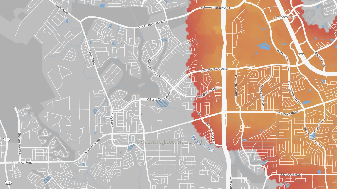 Transit Grade map of Villages of Westcreek, San Antonio, TX