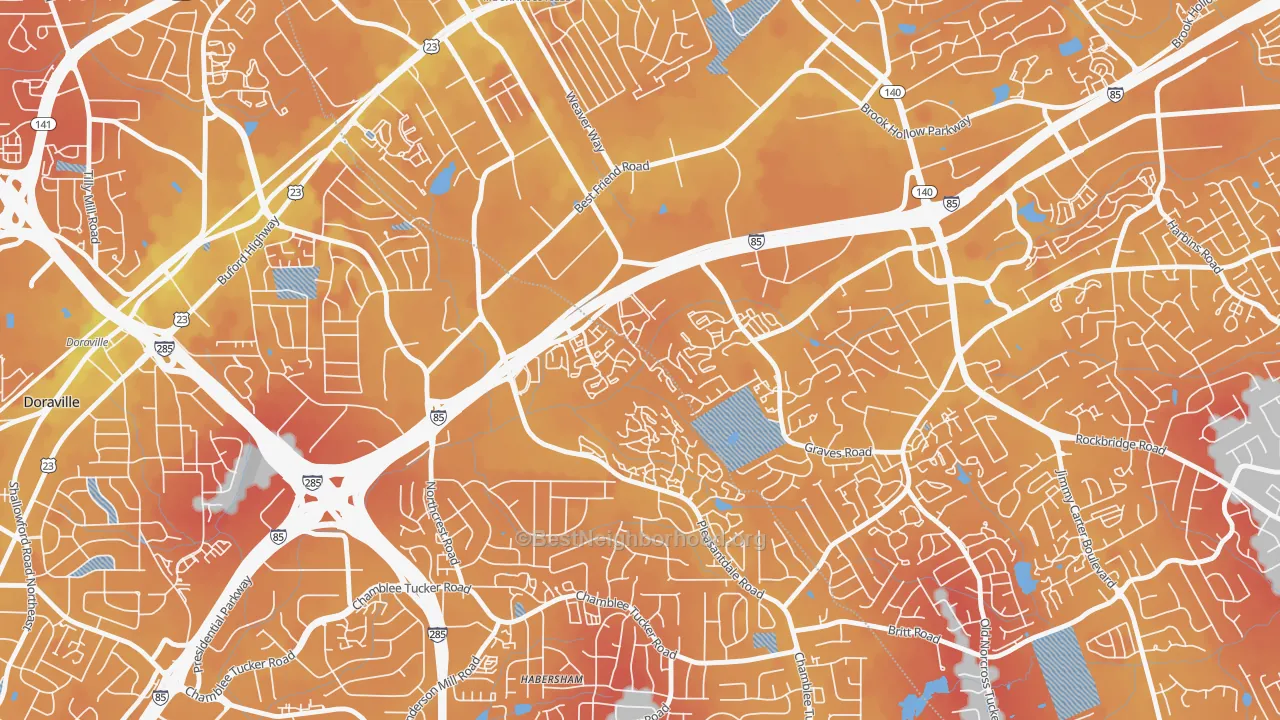 Transit Grade map of Villas at Norcross, Norcross, GA