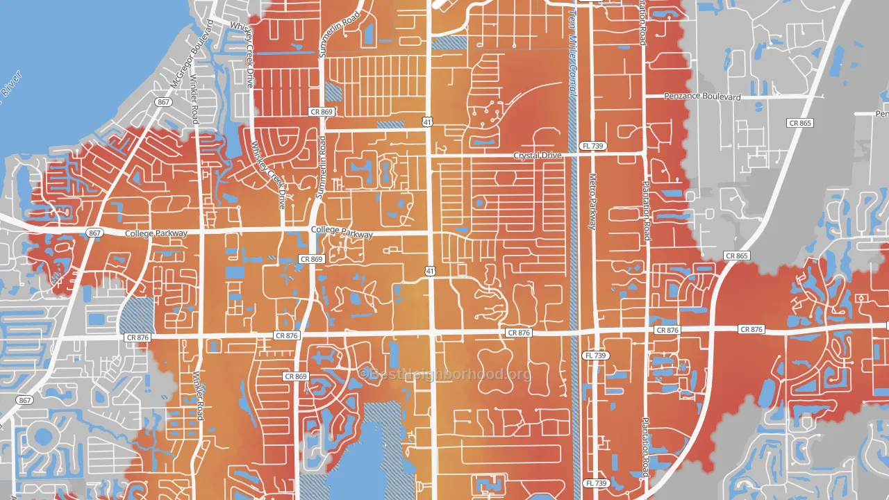 Transit Grade map of Villas, FL