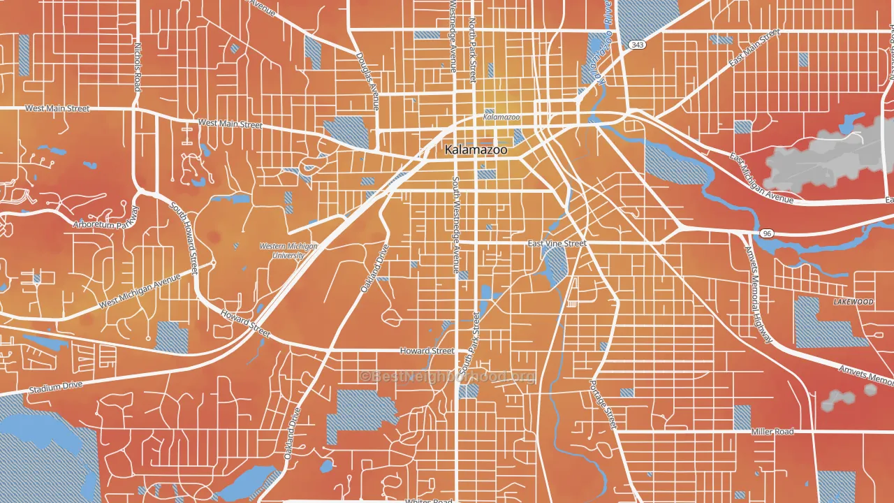 Transit Grade map of Vine, Kalamazoo, MI