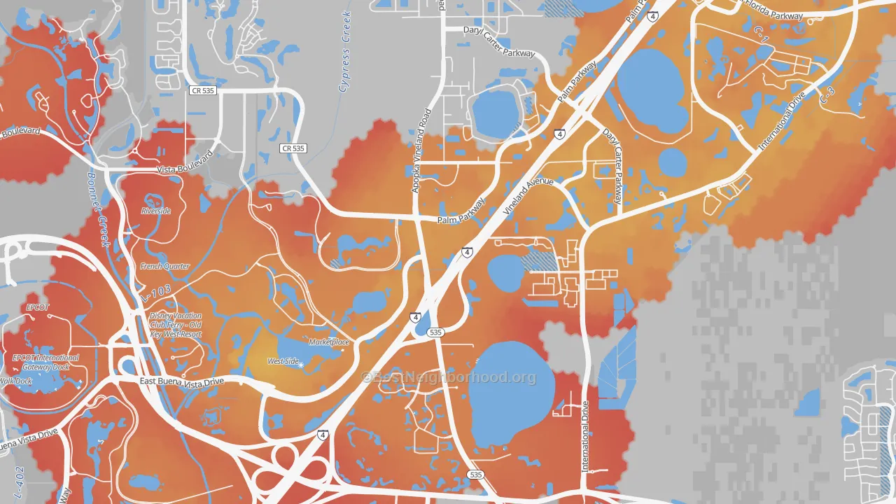 Transit Grade map of Vineland, FL