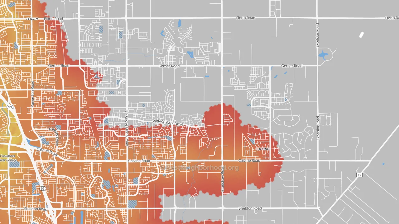 Transit Grade map of Vineyard, CA