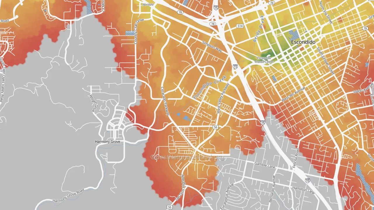 Transit Grade map of Vineyard, Escondido, CA
