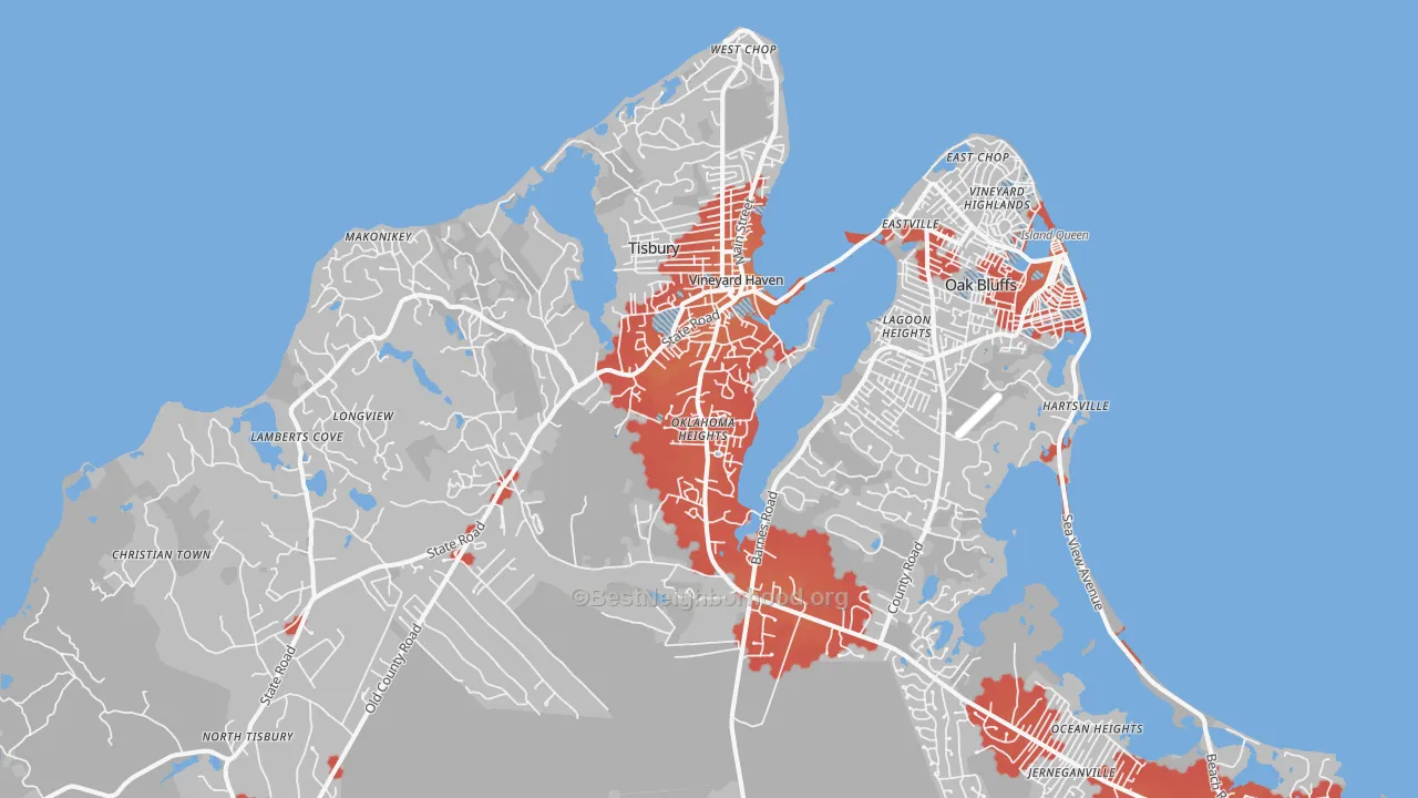 Transit Grade map of Vineyard Haven, MA