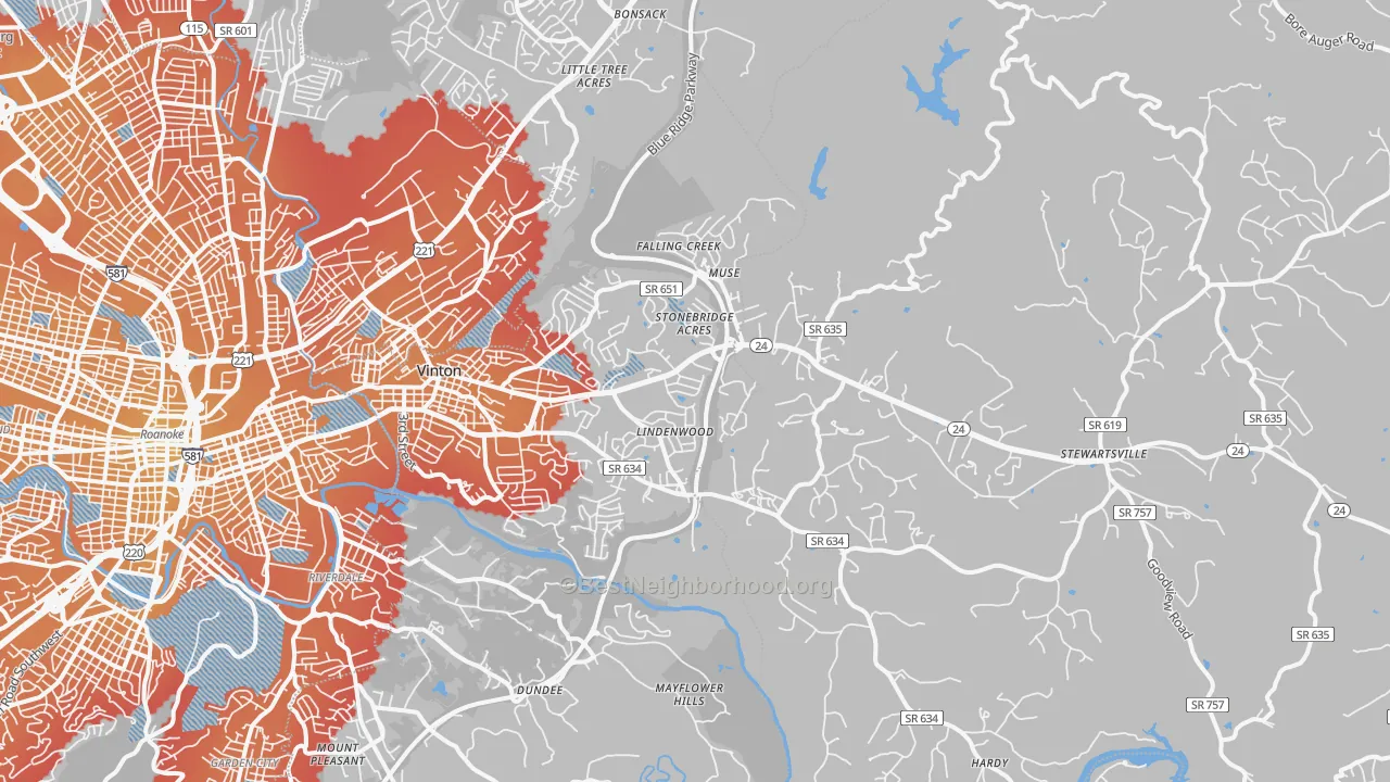 Transit Grade map of Vinton, VA