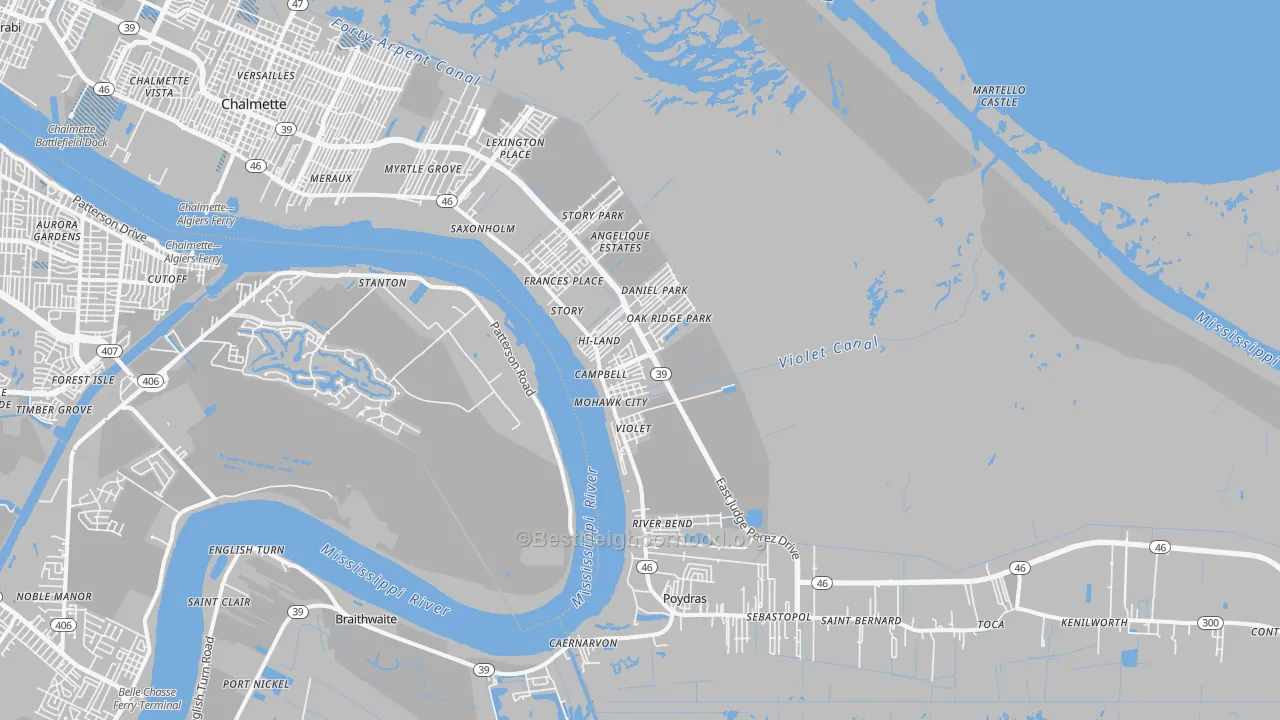 Transit Grade map of Violet, LA