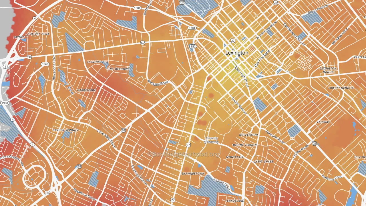 Transit Grade map of Virginia Ave, Lexington, KY