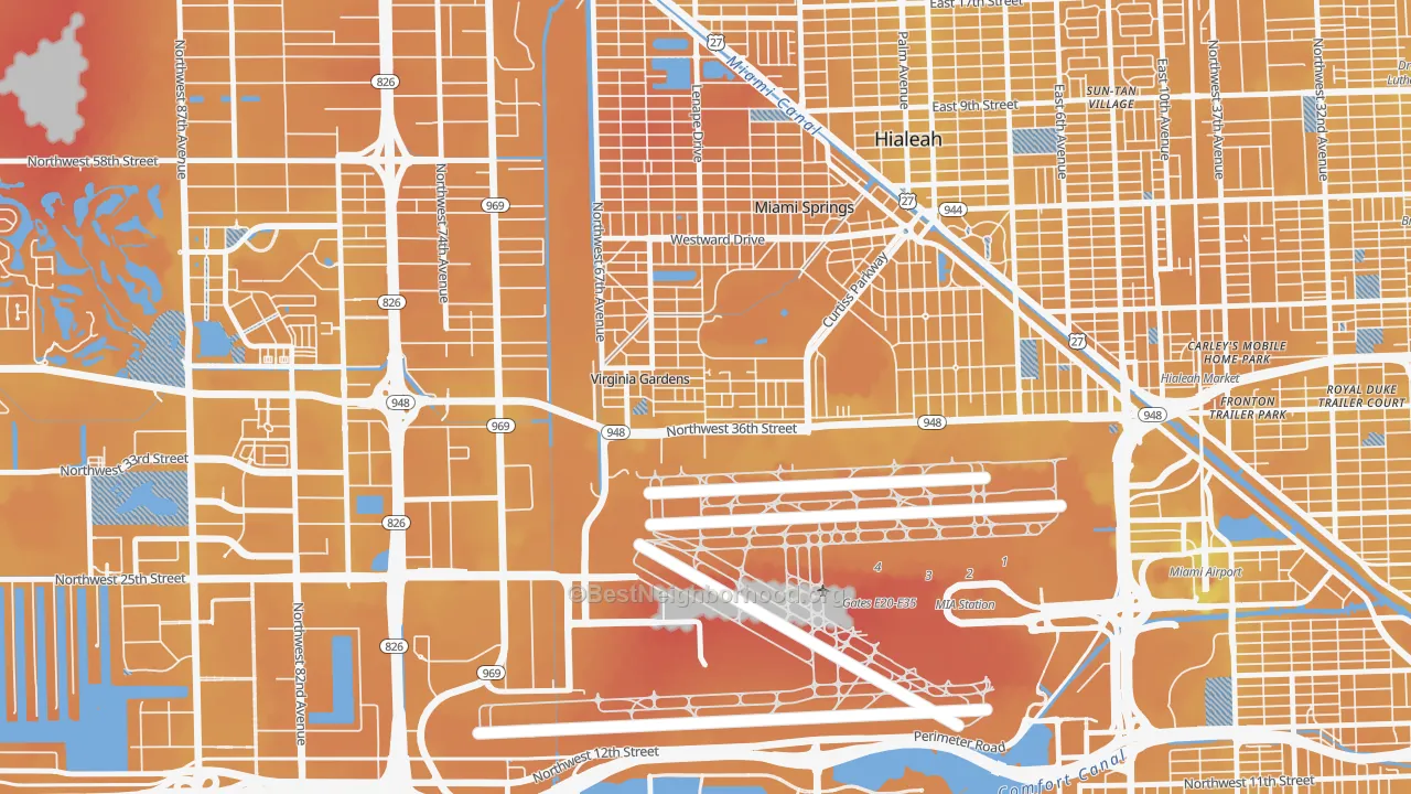 Transit Grade map of Virginia Gardens, FL