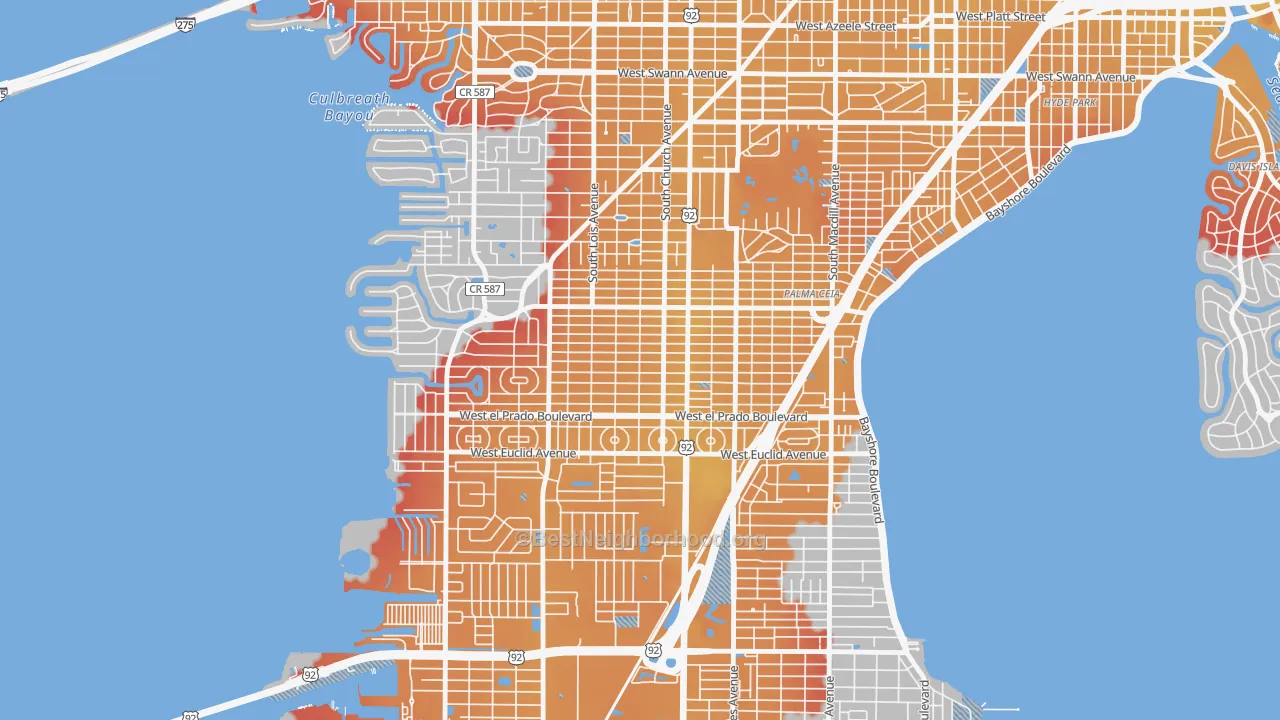 Transit Grade map of Virginia Park, Tampa, FL