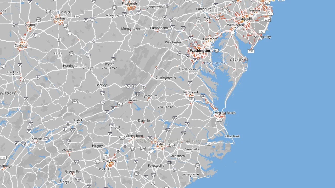Transit Grade map of Virginia