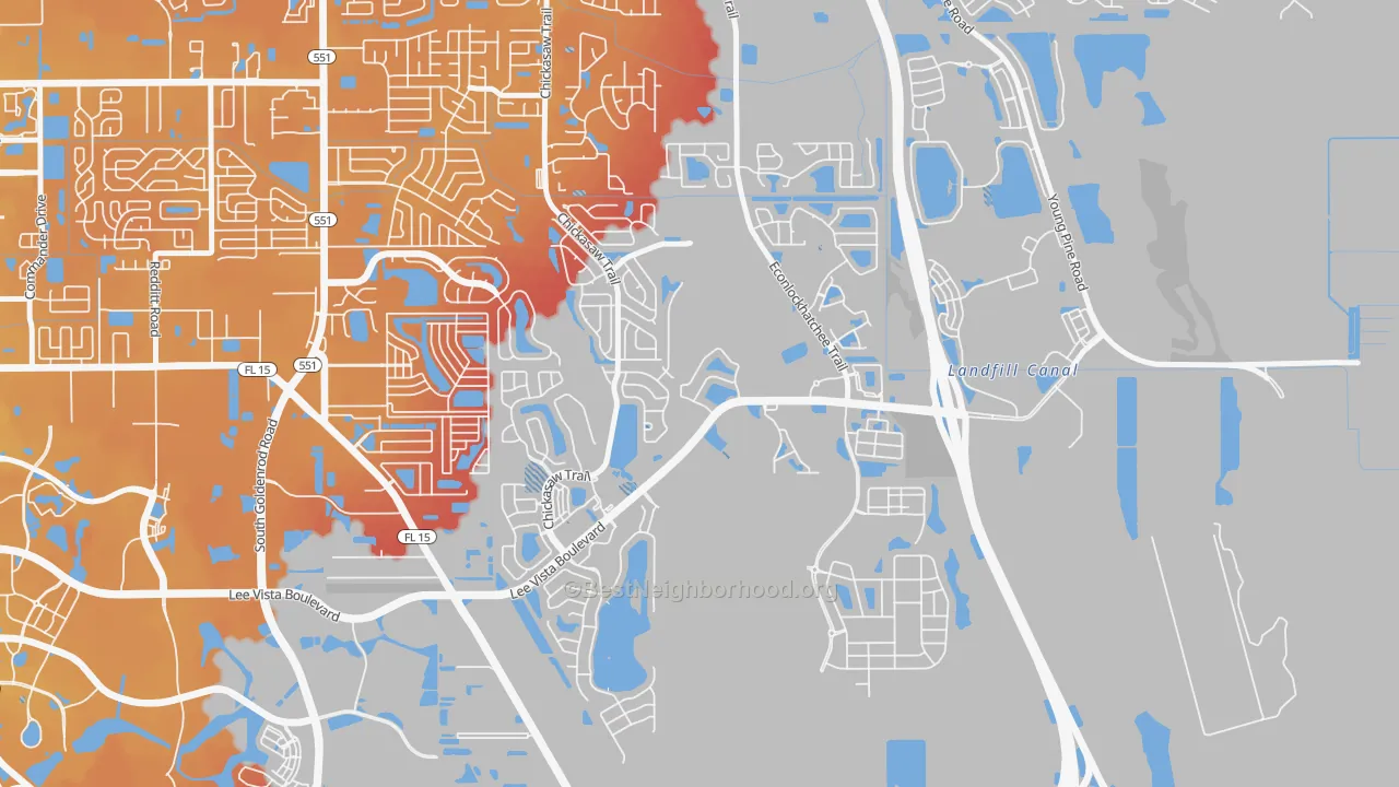 Transit Grade map of Vista East, Orlando, FL