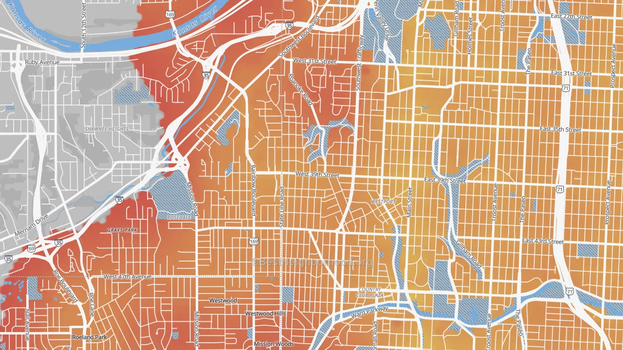 Transit Grade map of Volker, Kansas City, MO