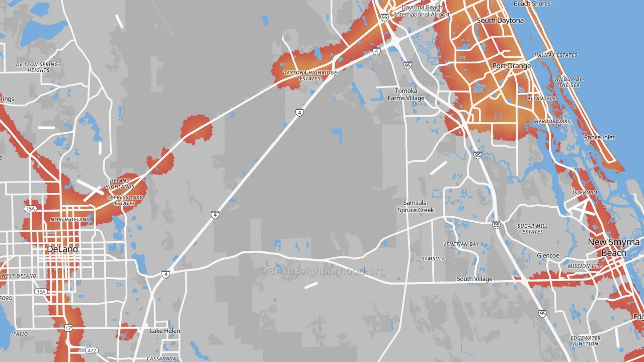 Transit Grade map of Volusia County, FL