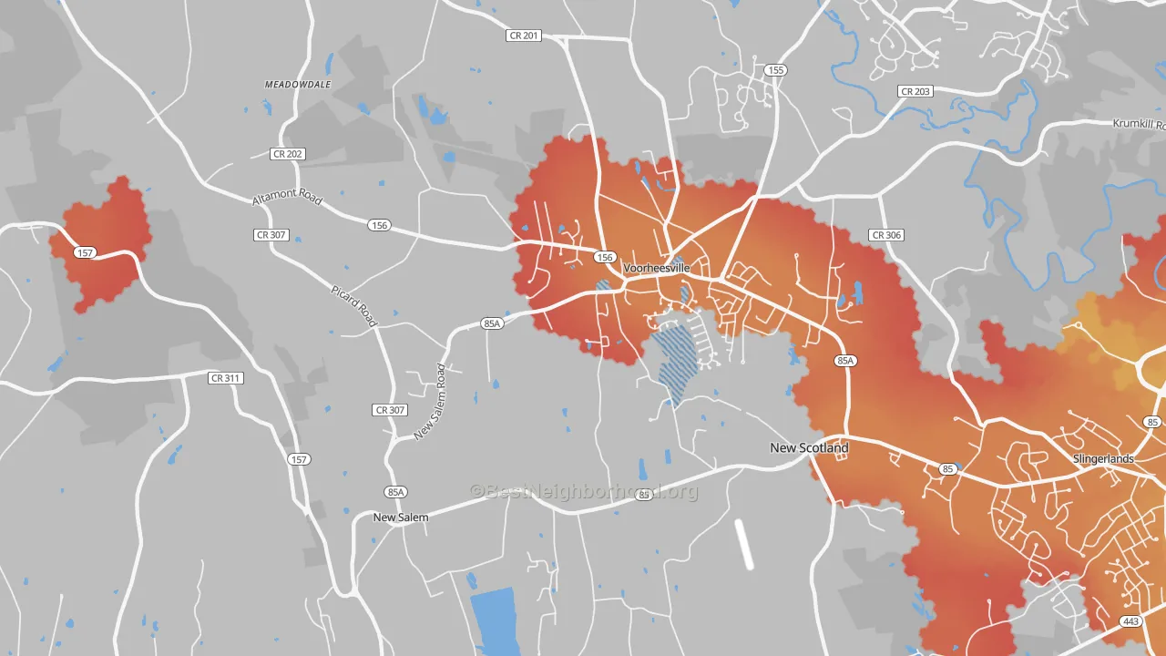 Transit Grade map of Voorheesville, NY