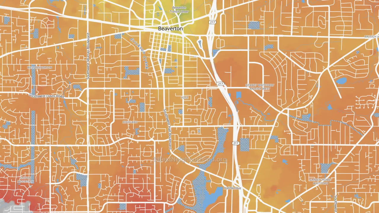 Transit Grade map of Vose, Beaverton, OR
