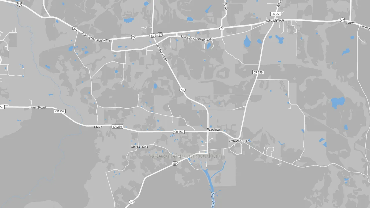 Transit Grade map of Wacissa, FL