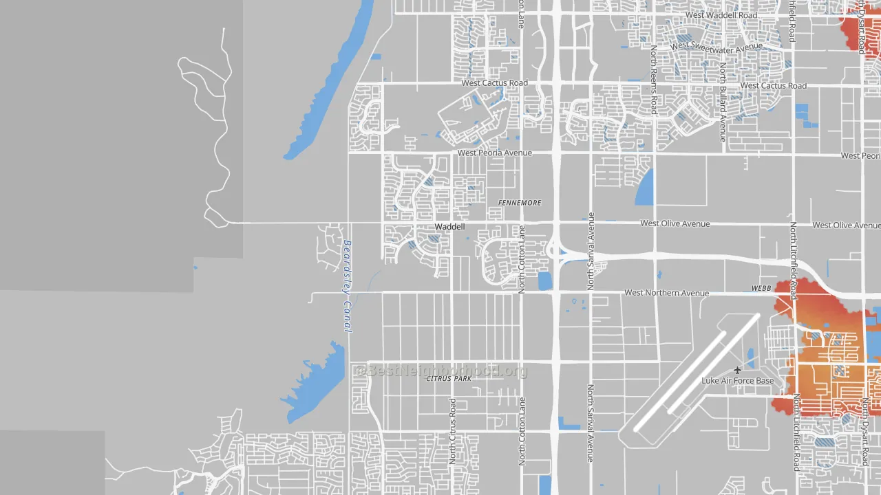 Transit Grade map of Waddell, AZ