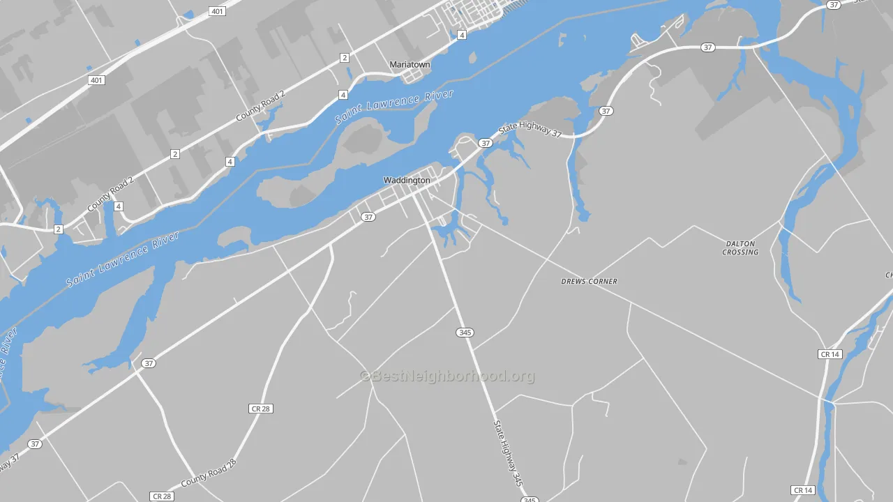 Transit Grade map of Waddington, NY