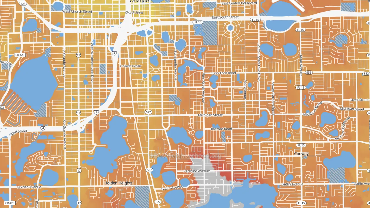 Transit Grade map of Wadeview Park, Orlando, FL
