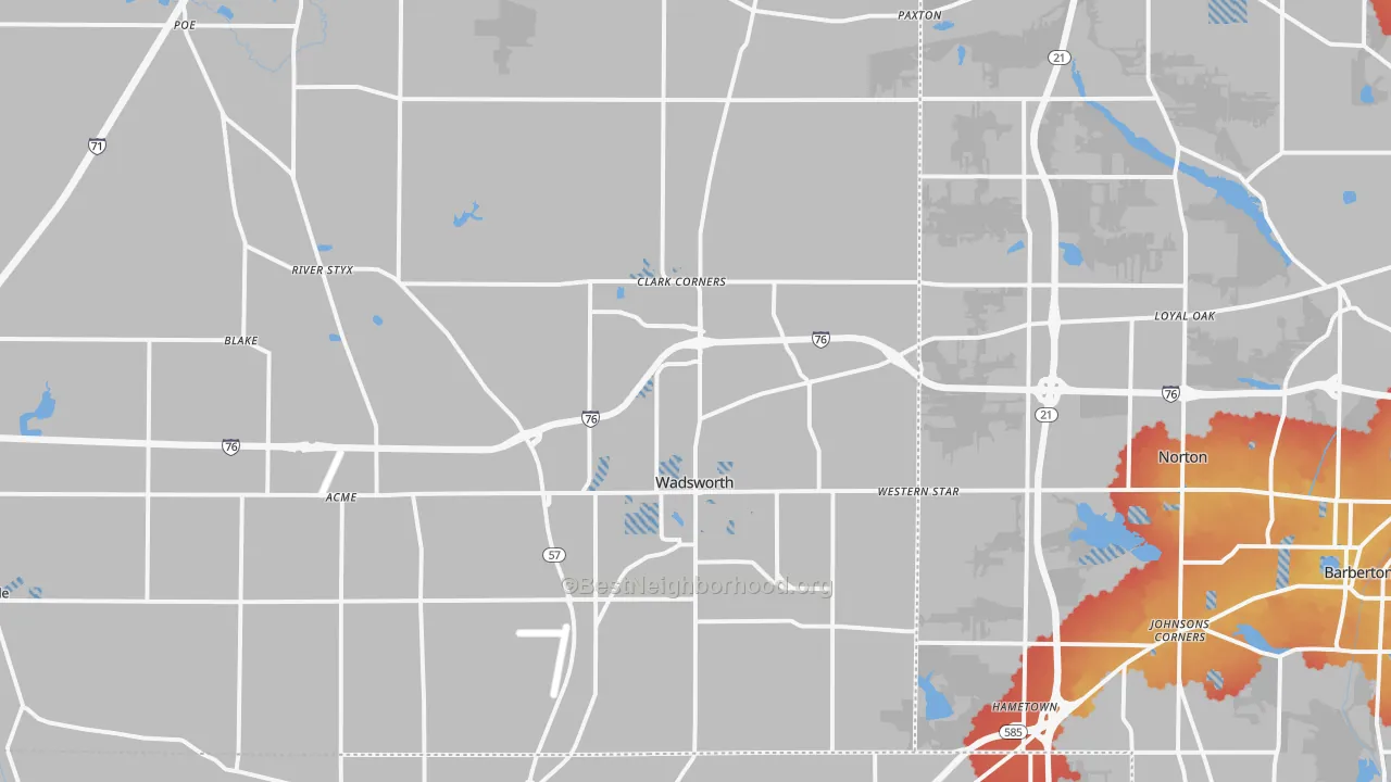 Transit Grade map of Wadsworth, OH