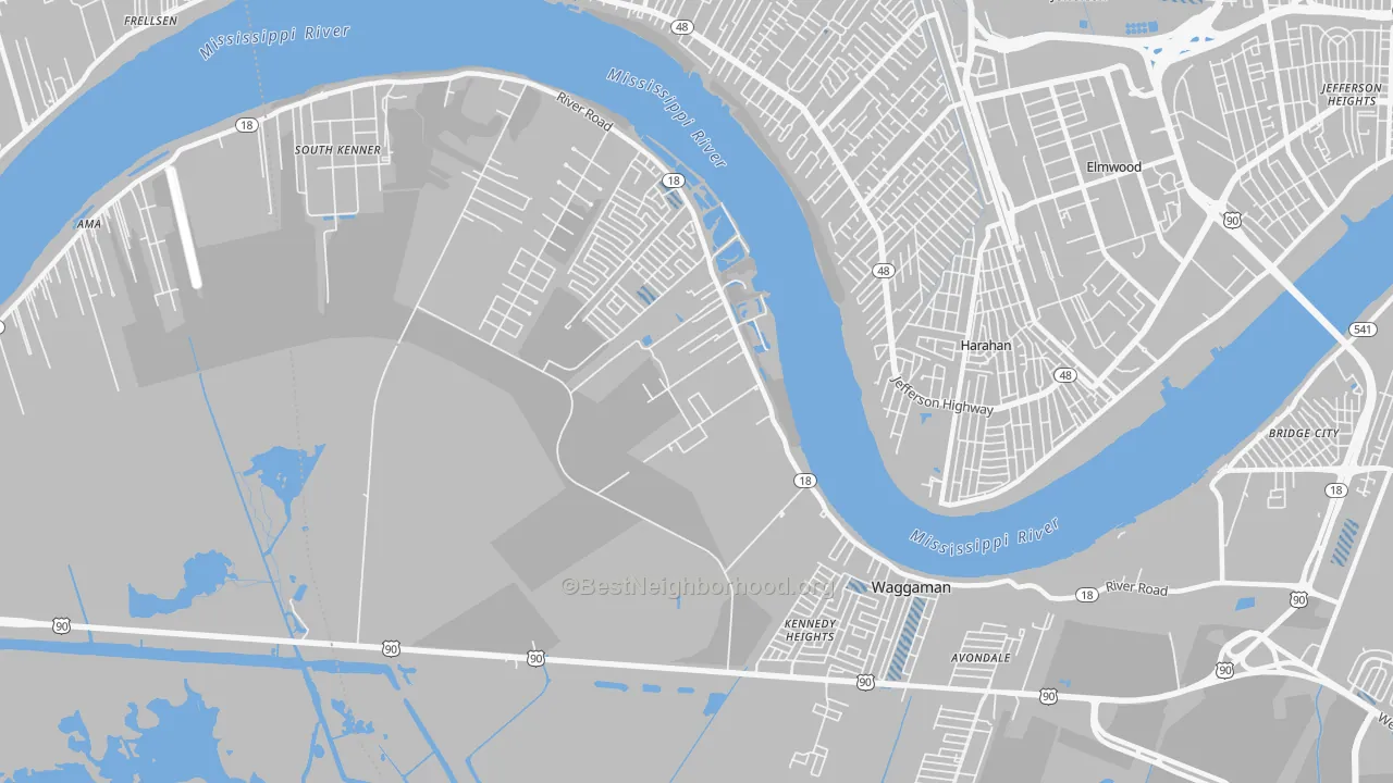 Transit Grade map of Waggaman, LA