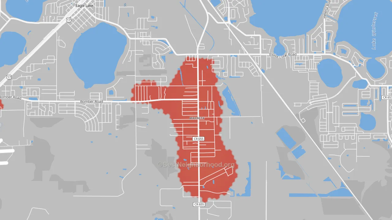 Transit Grade map of Wahneta, Winter Haven, FL