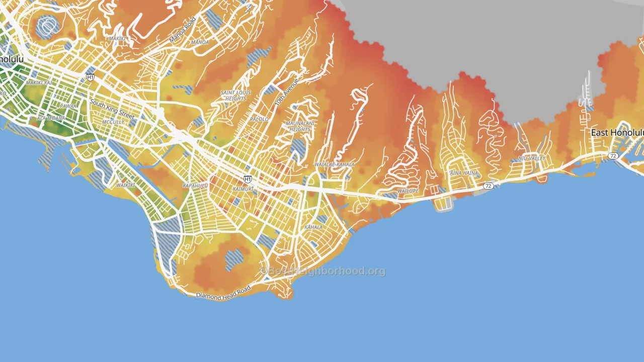 Transit Grade map of Waialae-Kahala, Honolulu, HI