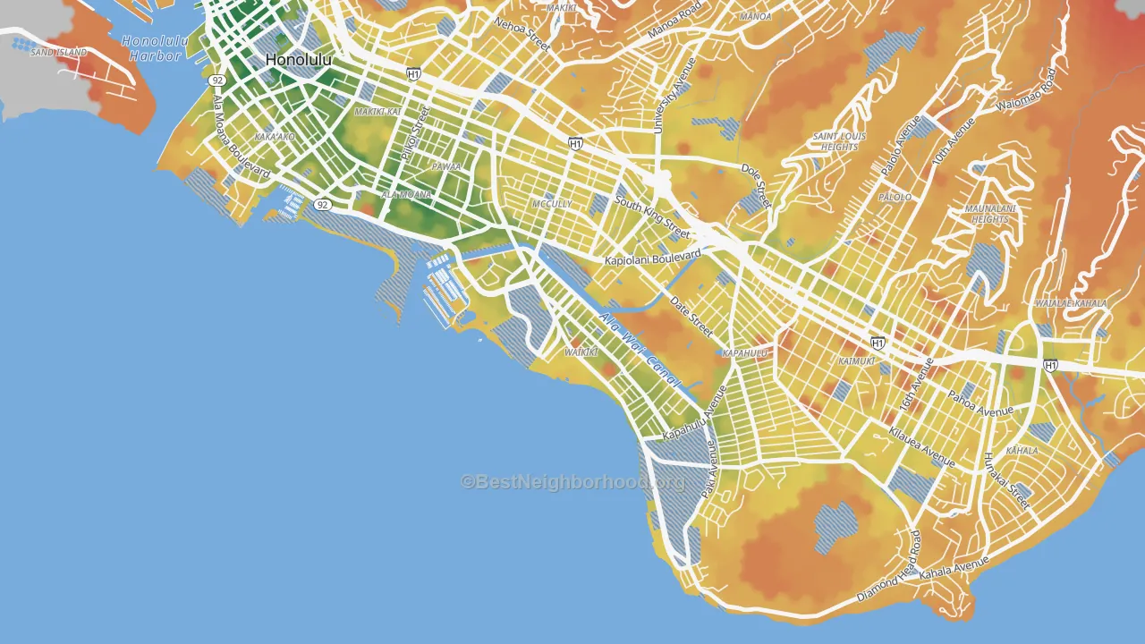Transit Grade map of Waikiki, Honolulu, HI