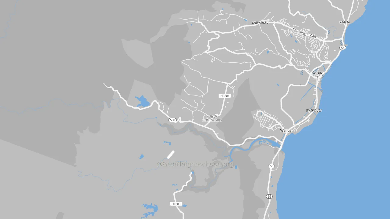 Transit Grade map of Wailua, Kapaa, HI