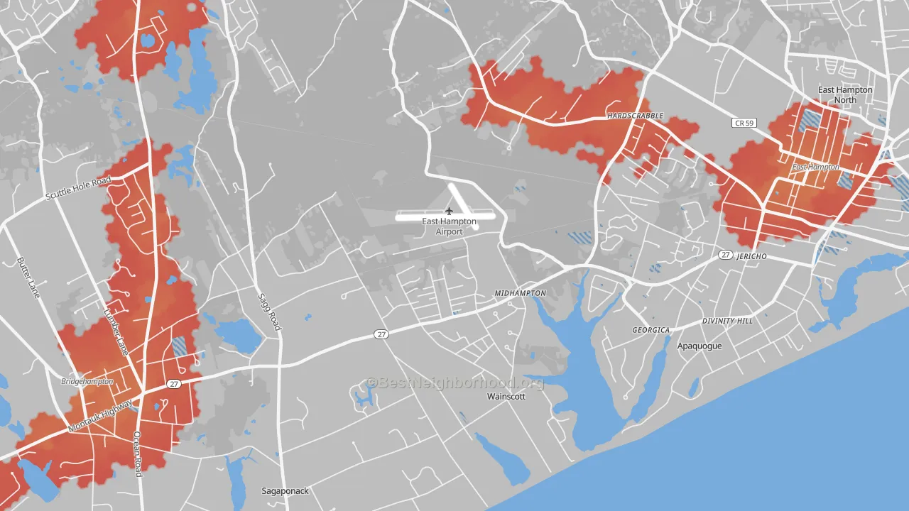 Transit Grade map of Wainscott, NY