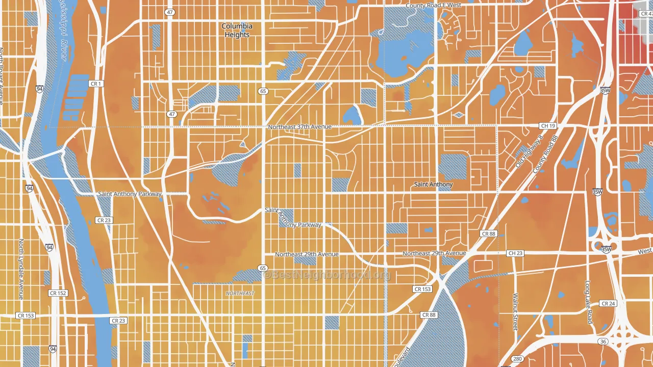 Transit Grade map of Waite Park, Minneapolis, MN