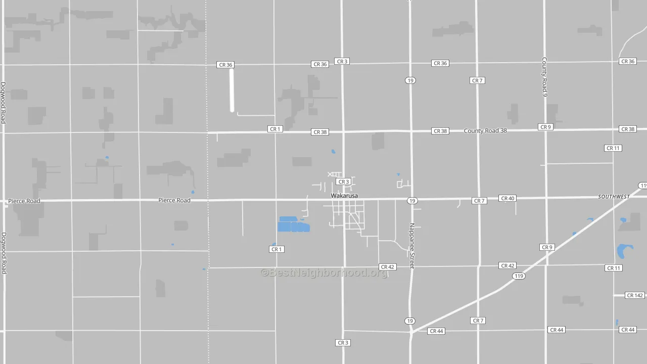 Transit Grade map of Wakarusa, IN