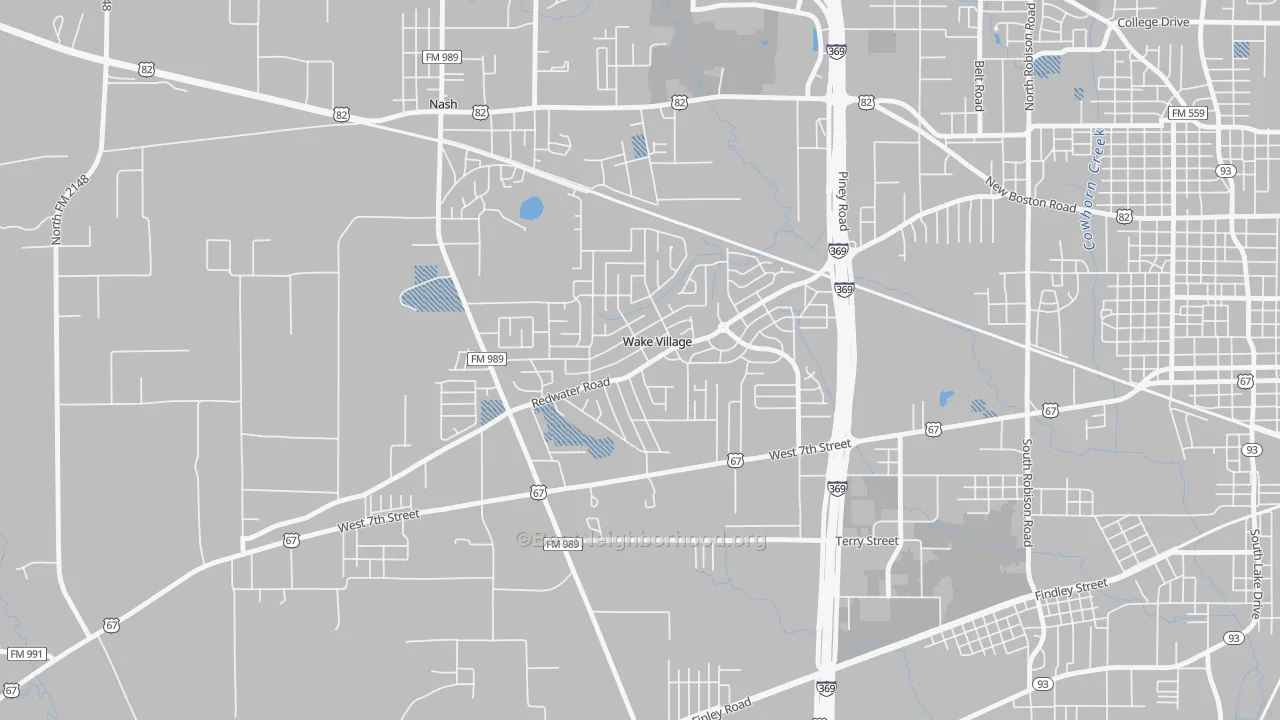 Transit Grade map of Wake Village, TX