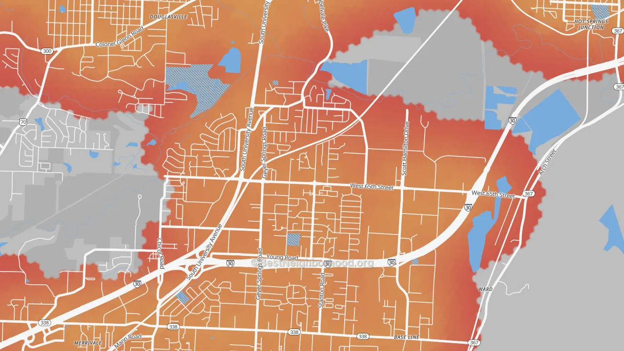 Transit Grade map of Wakefield, Little Rock, AR