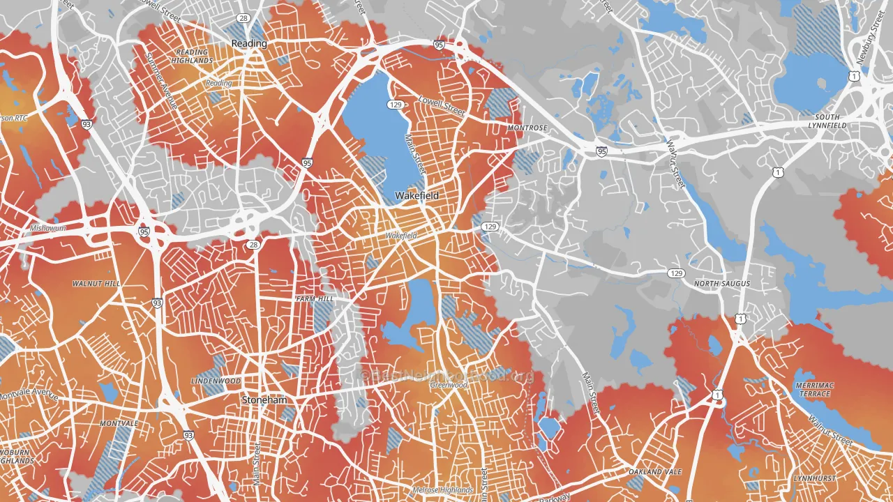 Transit Grade map of Wakefield, MA