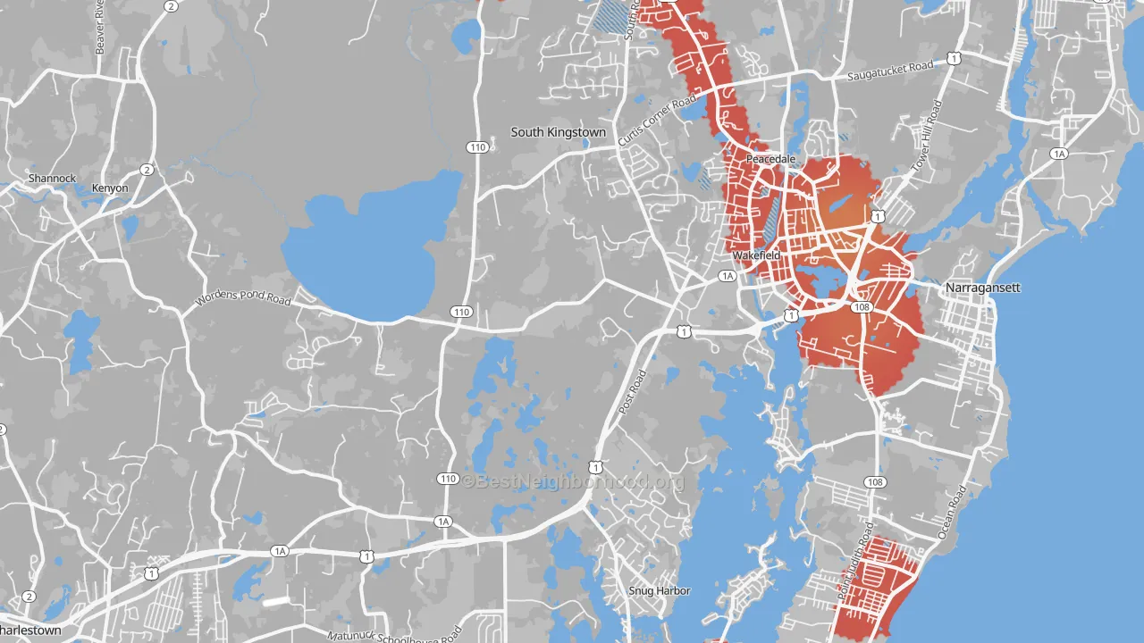 Transit Grade map of Wakefield, RI