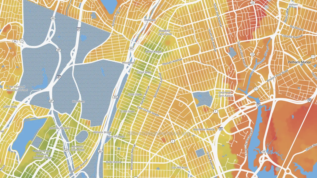 Transit Grade map of Wakefield-Williamsbridge, Bronx, NY