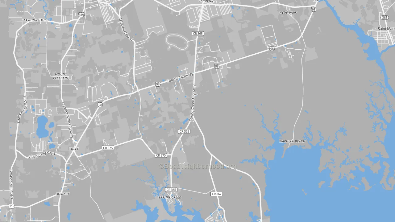 Transit Grade map of Wakulla Beach, FL