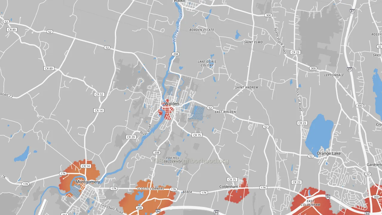 Transit Grade map of Walden, NY