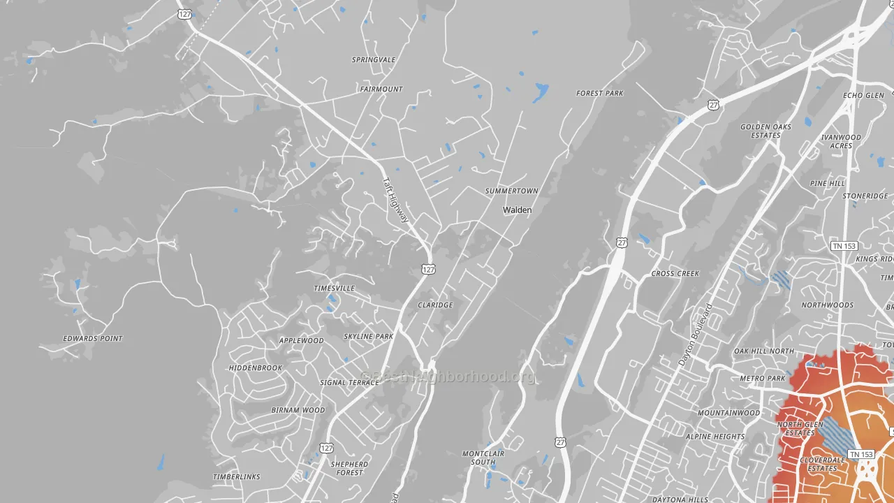 Transit Grade map of Walden, TN