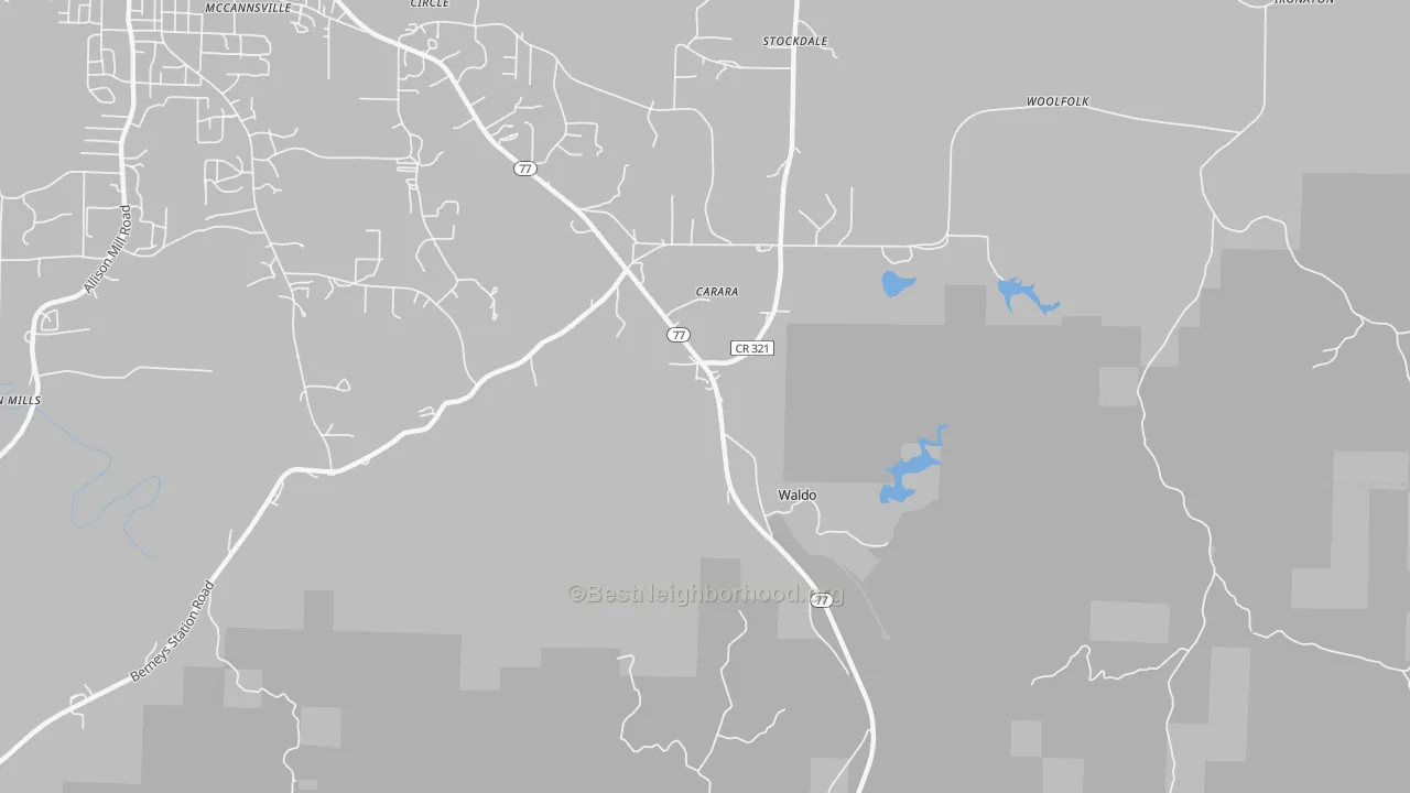 Transit Grade map of Waldo, AL