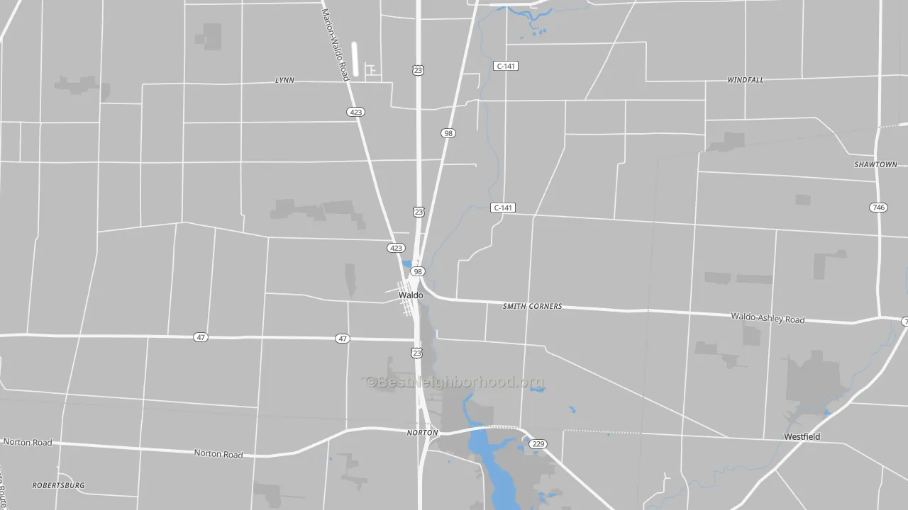 Transit Grade map of Waldo, OH