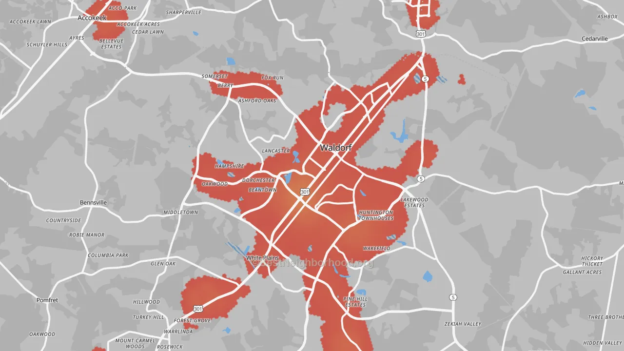 Transit Grade map of Waldorf, MD