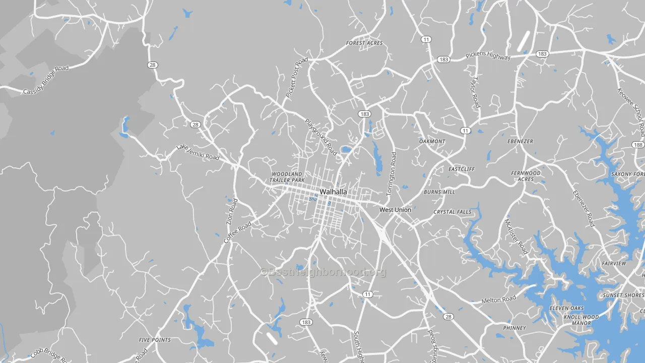 Transit Grade map of Walhalla, SC